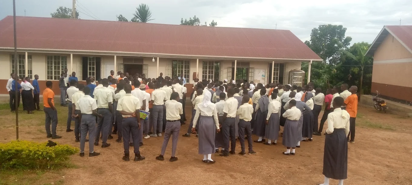 Learners assembled at Lwebitakuli Seed Secondary School